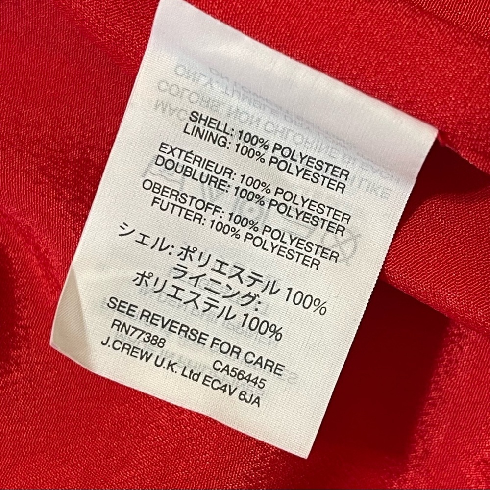 J. Crew size 12 crepe wrap Belted short dress red 3/4 sleeve Holidays  Lined - Picture 12 of 13